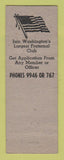 Matchbook Cover - Eagles Club Washington PA WEAR