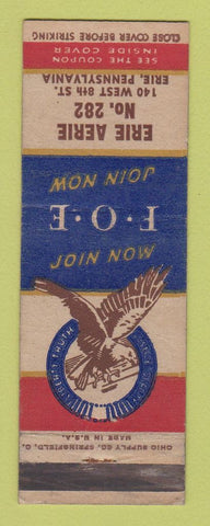 Matchbook Cover - Eagles Club Erie PA WEAR