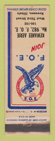 Matchbook Cover - Eagles Club Kewanee IL