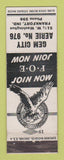 Matchbook Cover - Eagles Club Frankfort IN