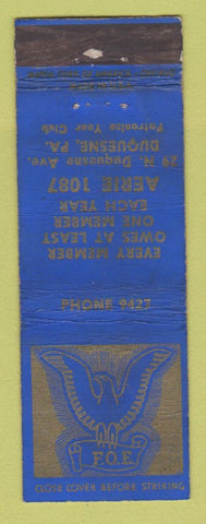 Matchbook Cover - Eagles Club Duquesne PA WEAR