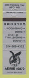 Matchbook Cover - Eagles Club Winnipeg MB