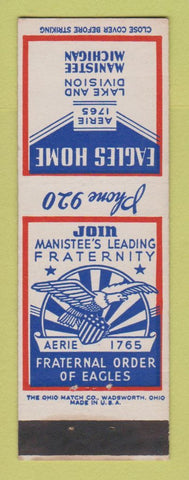 Matchbook Cover - Eagles Club Manistee MI