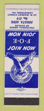 Matchbook Cover - Eagles Club Lewistown PA