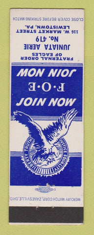 Matchbook Cover - Eagles Club Lewistown PA