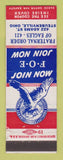Matchbook Cover - Eagles Club Steubenville OH