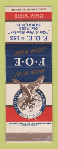 Matchbook Cover - Eagles Club Fargo ND
