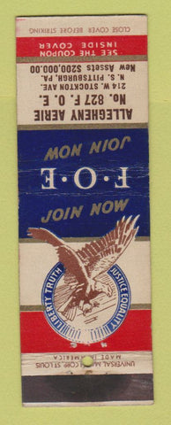 Matchbook Cover - Eagles Club Pittsburgh PA