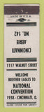 Matchbook Cover - Eagles Club Cincinnati OH Convention 1938