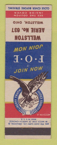 Matchbook Cover - Eagles Club Wellston OH