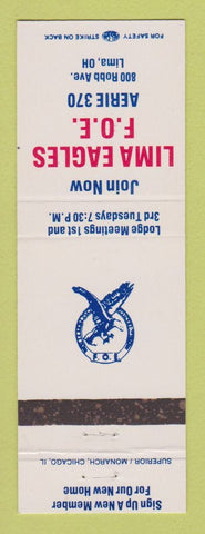 Matchbook Cover - Eagles Club Lima OH