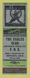 Matchbook Cover - Eagles Club Defiance OH