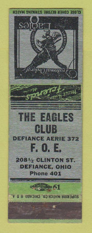 Matchbook Cover - Eagles Club Defiance OH