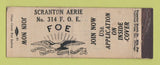 Matchbook Cover - Eagles Club Scranton PA WEAR