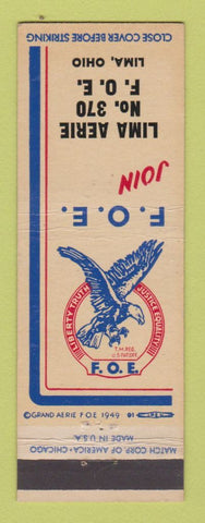 Matchbook Cover - Eagles Club Lima OH