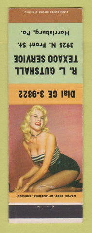 Matchbook Cover - RL Gutshall Texaco oil gas Harrisburg PA pinup