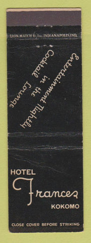Matchbook Cover - Hotel Frances Kokomo IN WEAR
