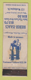 Matchbook Cover - Bieber Isaacs Tailoring Binghamton NY WEAR