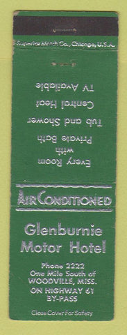 Matchbook Cover - Glenburnie Motor Hotel Woodville MS