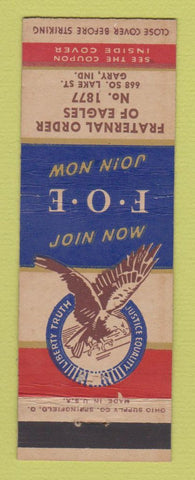 Matchbook Cover - Eagles Club Gary IN