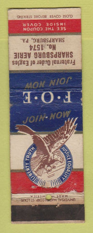 Matchbook Cover - Eagles Club Sharpsburg PA WORN