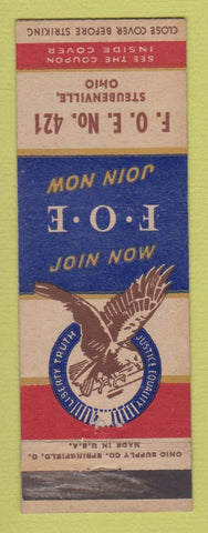 Matchbook Cover - Eagles Club Steubenville OH WEAR