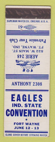 Matchbook Cover - Eagles Club Fort Wayne IN Convention