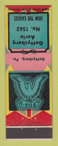 Matchbook Cover - Eagles Club Gettysburg PA