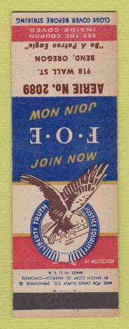 Matchbook Cover - Eagles Club Bend OR