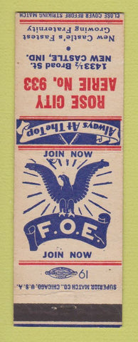 Matchbook Cover - Eagles Club Rose City New Castle IN