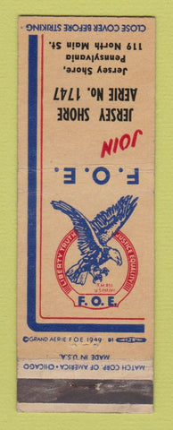 Matchbook Cover - Eagles Club Jersey Shore PA