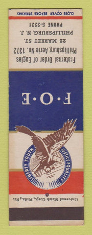 Matchbook Cover - Eagles Club Phillipsburg NJ