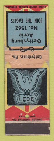 Matchbook Cover - Eagles Club Gettysburg PA