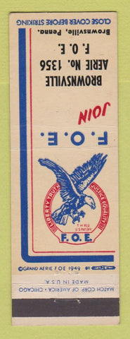 Matchbook Cover - Eagles Club Brownsville PA