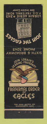 Matchbook Cover - Eagles Club LorainOH