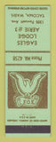Matchbook Cover - Eagles Club Tacoma WA