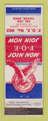 Matchbook Cover - Eagles Club Tiffin OH