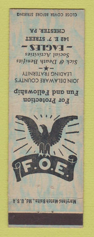 Matchbook Cover - Eagles Club Chester PA