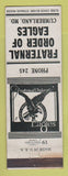 Matchbook Cover - Eagles Club Cumberland MD