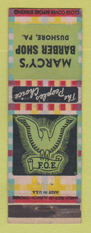 Matchbook Cover - Eagles Club Bushore PA Marcy's Barber Shop