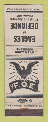 Matchbook Cover - Eagles Club Defiance OH WEAR