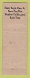 Matchbook Cover - Eagles Club Defiance OH WEAR