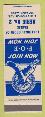 Matchbook Cover - Eagles Club Spokane WA