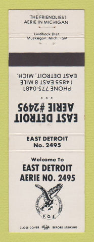 Matchbook Cover - Eagles Club East Detroit MI