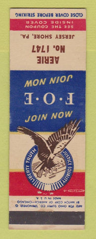 Matchbook Cover - Eagles Club Jersey Shore PA