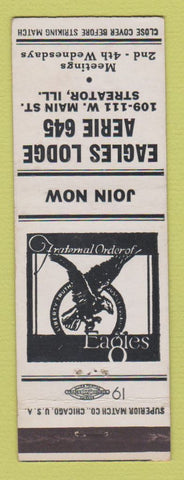 Matchbook Cover - Eagles Club Streator IL