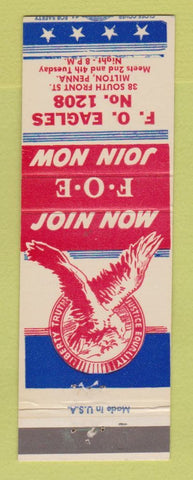 Matchbook Cover - Eagles Club Milton PA