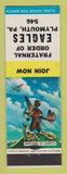Matchbook Cover - Eagles Club Plymouth PA