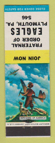 Matchbook Cover - Eagles Club Plymouth PA