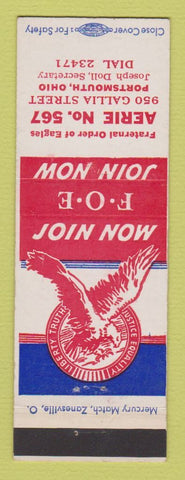 Matchbook Cover - Eagles Club Portsmouth OH